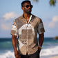 African American Quilt Inspired Hawaiian Shirt Wild Animal Skin African Beige Tribal Elements