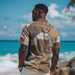 African American Quilt Inspired Hawaiian Shirt Wild Animal Skin African Beige Tribal Elements