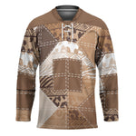 African American Quilt Inspired Hockey Jersey Wild Animal Skin African Beige Tribal Elements