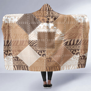 African American Quilt Inspired Hooded Blanket Wild Animal Skin African Beige Tribal Elements
