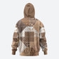 African American Quilt Inspired Hoodie Wild Animal Skin African Beige Tribal Elements