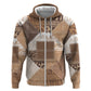 African American Quilt Inspired Hoodie Wild Animal Skin African Beige Tribal Elements