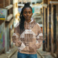 African American Quilt Inspired Hoodie Wild Animal Skin African Beige Tribal Elements