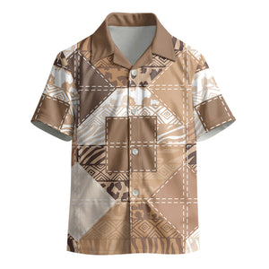 African American Quilt Inspired Kid Hawaiian Shirt Wild Animal Skin African Beige Tribal Elements