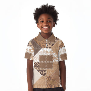 African American Quilt Inspired Kid Polo Shirt Wild Animal Skin African Beige Tribal Elements