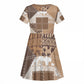 African American Quilt Inspired Kid Short Sleeve Dress Wild Animal Skin African Beige Tribal Elements