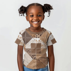 African American Quilt Inspired Kid T shirt Wild Animal Skin African Beige Tribal Elements