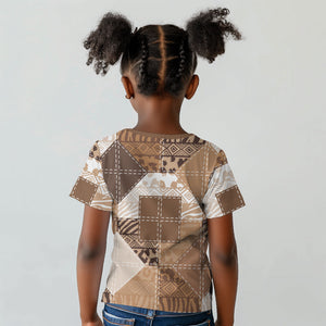 African American Quilt Inspired Kid T shirt Wild Animal Skin African Beige Tribal Elements