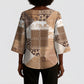 African American Quilt Inspired Kimono Sleeve Blouse Wild Animal Skin African Beige Tribal Elements