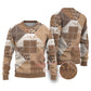 African American Quilt Inspired Ugly Christmas Sweater Wild Animal Skin African Beige Tribal Elements