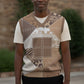 African American Quilt Inspired Christmas Knitted V-Neck Vest Wild Animal Skin African Beige Tribal Elements
