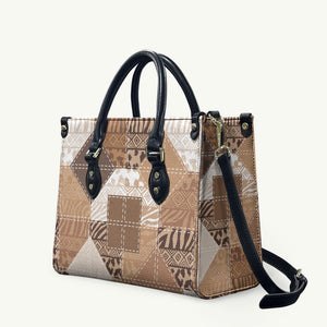 African American Quilt Inspired Leather Bag Wild Animal Skin African Beige Tribal Elements
