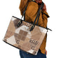 African American Quilt Inspired Leather Tote Bag Wild Animal Skin African Beige Tribal Elements