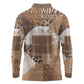 African American Quilt Inspired Long Sleeve Polo Shirt Wild Animal Skin African Beige Tribal Elements
