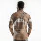 African American Quilt Inspired Long Sleeve Polo Shirt Wild Animal Skin African Beige Tribal Elements