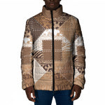 African American Quilt Inspired Padded Jacket Wild Animal Skin African Beige Tribal Elements