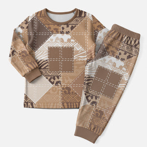 African American Quilt Inspired Christmas Pajama Set Wild Animal Skin African Beige Tribal Elements