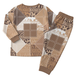 African American Quilt Inspired Christmas Pajama Set Wild Animal Skin African Beige Tribal Elements