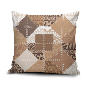 African American Quilt Inspired Pillow Cover Wild Animal Skin African Beige Tribal Elements