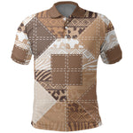 African American Quilt Inspired Polo Shirt Wild Animal Skin African Beige Tribal Elements