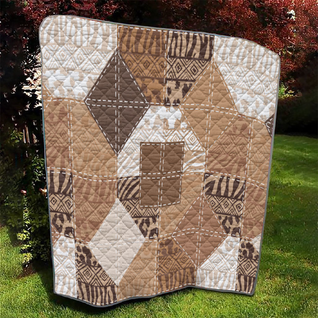 African American Quilt Inspired Quilt Wild Animal Skin African Beige Tribal Elements