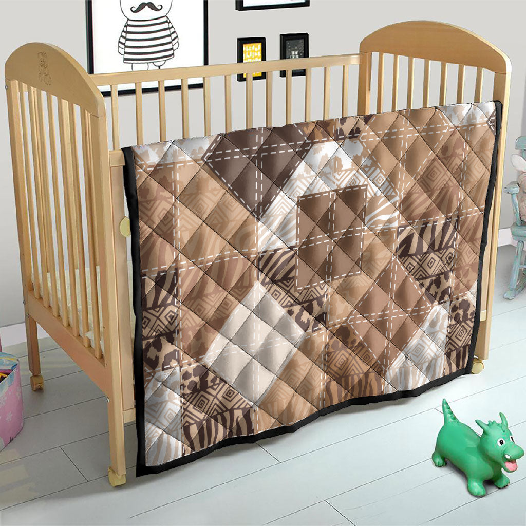 African American Quilt Inspired Quilt Wild Animal Skin African Beige Tribal Elements