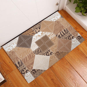 African American Quilt Inspired Rubber Doormat Wild Animal Skin African Beige Tribal Elements