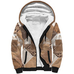 African American Quilt Inspired Sherpa Hoodie Wild Animal Skin African Beige Tribal Elements