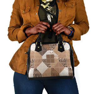 African American Quilt Inspired Shoulder Handbag Wild Animal Skin African Beige Tribal Elements