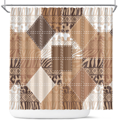 African American Quilt Inspired Shower Curtain Wild Animal Skin African Beige Tribal Elements