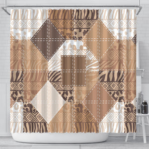 African American Quilt Inspired Shower Curtain Wild Animal Skin African Beige Tribal Elements