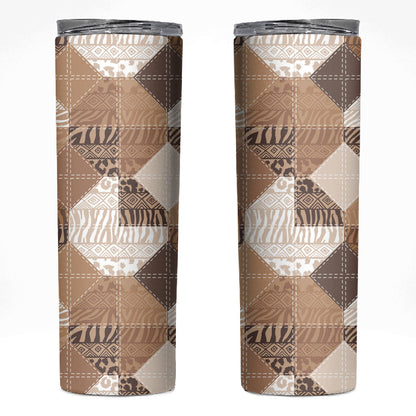 African American Quilt Inspired Skinny Tumbler Wild Animal Skin African Beige Tribal Elements
