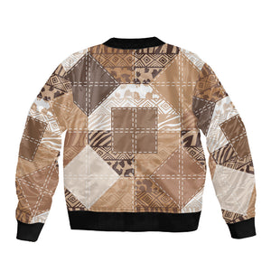African American Quilt Inspired Sleeve Zip Bomber Jacket Wild Animal Skin African Beige Tribal Elements