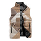 African American Quilt Inspired Sleeveless Puffer Jacket Wild Animal Skin African Beige Tribal Elements