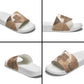African American Quilt Inspired Slide Sandals Wild Animal Skin African Beige Tribal Elements