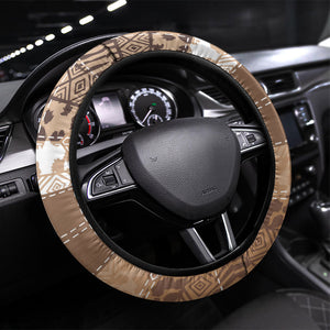 African American Quilt Inspired Steering Wheel Cover Wild Animal Skin African Beige Tribal Elements