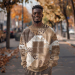 African American Quilt Inspired Sweatshirt Wild Animal Skin African Beige Tribal Elements