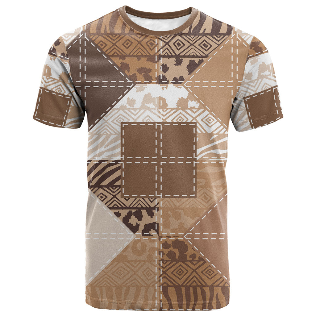 African American Quilt Inspired T shirt Wild Animal Skin African Beige Tribal Elements