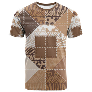 African American Quilt Inspired T shirt Wild Animal Skin African Beige Tribal Elements