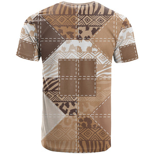 African American Quilt Inspired T shirt Wild Animal Skin African Beige Tribal Elements