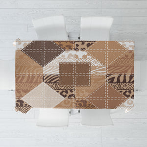 African American Quilt Inspired Tablecloth Wild Animal Skin African Beige Tribal Elements