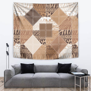 African American Quilt Inspired Tapestry Wild Animal Skin African Beige Tribal Elements