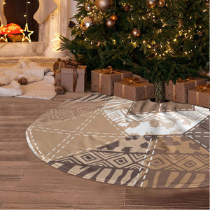 African American Quilt Inspired Tree Skirt Wild Animal Skin African Beige Tribal Elements