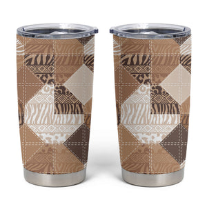 African American Quilt Inspired Tumbler Cup Wild Animal Skin African Beige Tribal Elements