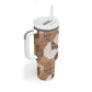 African American Quilt Inspired Tumbler With Handle Wild Animal Skin African Beige Tribal Elements