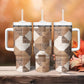 African American Quilt Inspired Tumbler With Handle Wild Animal Skin African Beige Tribal Elements