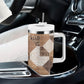 African American Quilt Inspired Tumbler With Handle Wild Animal Skin African Beige Tribal Elements