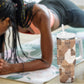 African American Quilt Inspired Tumbler With Handle Wild Animal Skin African Beige Tribal Elements
