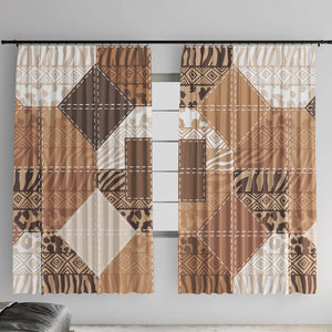 African American Quilt Inspired Window Curtain Wild Animal Skin African Beige Tribal Elements