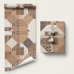 African American Quilt Inspired Wrapping Paper Wild Animal Skin African Beige Tribal Elements
